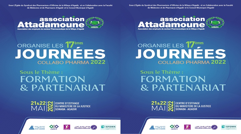 L’Association Attadamoune d’Agadir organise Les 17émes Journées COLLABO PHARMA 2022 le 21 et 22 Mai 2022